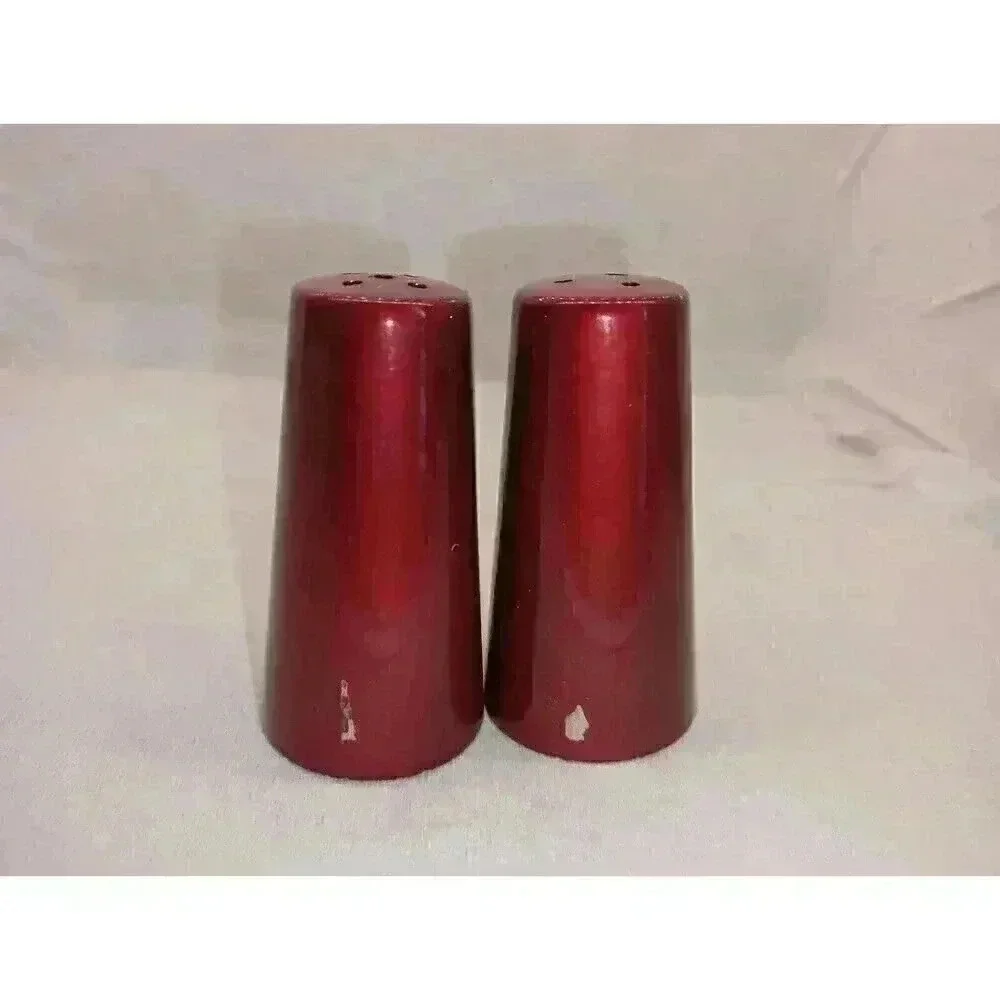 VINTAGE SALT & PEPPER SHAKER SET CHICAGO JOHN HANCOCK CENTER JAPAN BURGUNDY GOLD